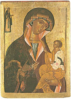 Більш чітко ознаки новгородського мистецтва відчуваються в іконі кінця XV століття   «Богоматір Одигітрія, з преподобним Іоанном Лествичником» (илл