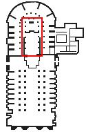 Розташування хору (вівтарної перепони і вівтаря, до апсиди) на плані собору: