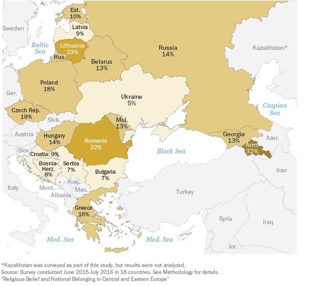 Такої ж думки дотримуються 23% населення Литви і 22% населення Румунії
