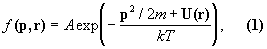 Для ідеального газу молекул, що знаходяться в полі зовнішніх сил, функція розподілу Больцмана має вигляд: