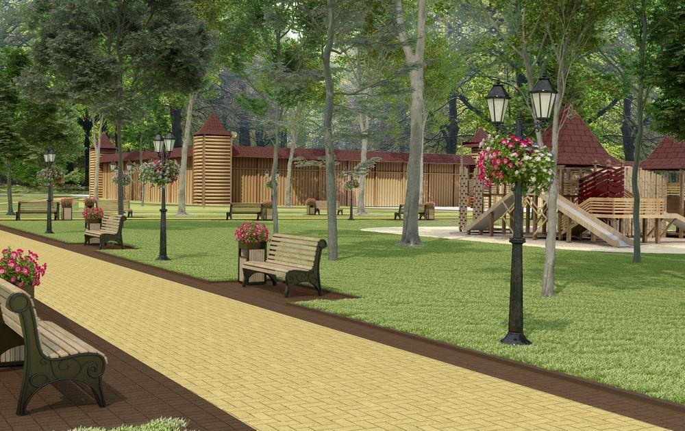 Також планується ремонт круглого фонтану, мощення тротуарів клінкерною бруківкою, установка нових декоративних світильників, облаштування велопарковок, переобладнання дитячого майданчика в древньої стилістиці і установка декоративного дерев'яного паркану в формі стародавньої оборонної стіни з вежами навколо недобудови з боку вулиці Музейній