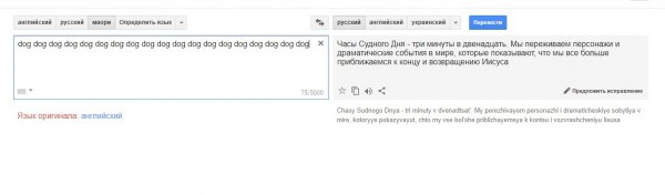 Напередодні стало відомо, що, якщо ввести слово «dog» 19 раз в перекладач, то почнеться якесь заклинання по поверненню Ісуса