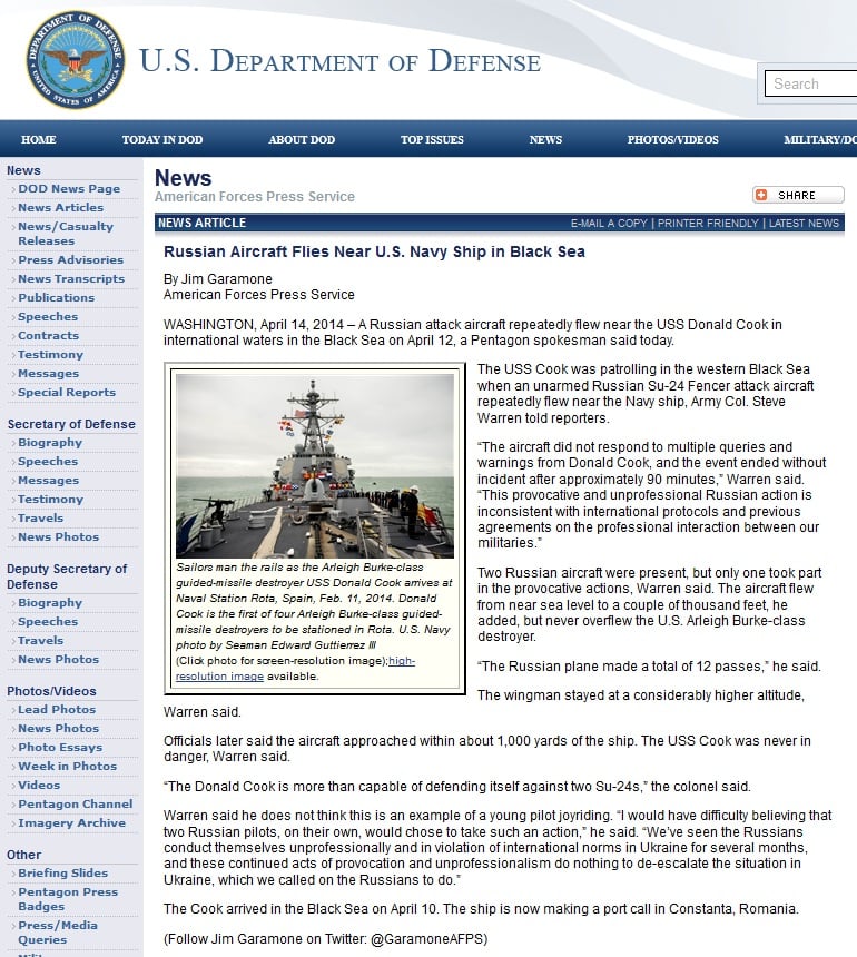 ось   новина на офіційному сайті Пентагону