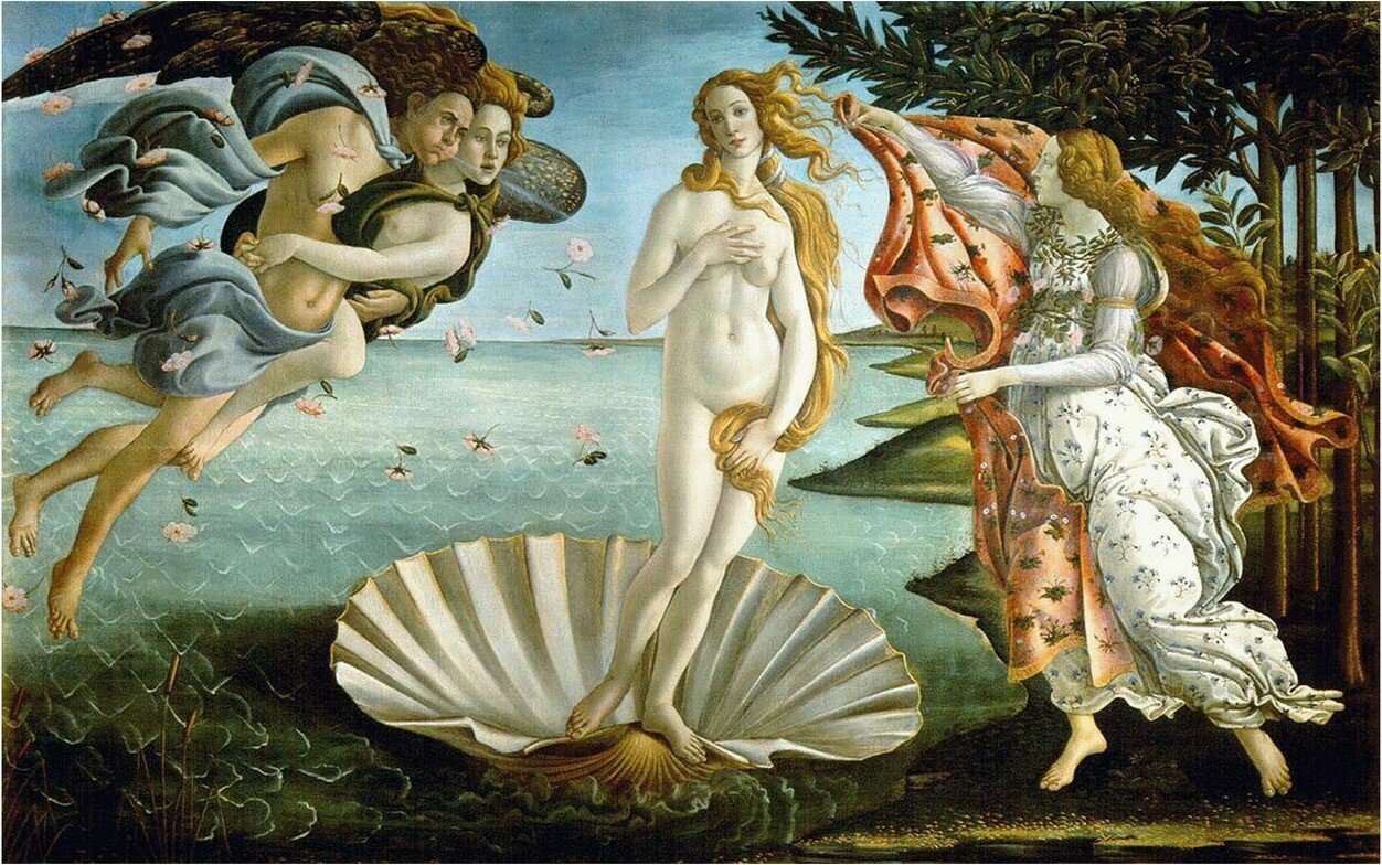 «Народження Венери» - перше зображення повністю оголеного жіночого тіла, де нагота не символізує первородний гріх (раніше художники так писали, переважно, Єву)