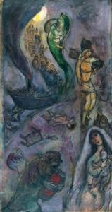 На відміну від більшості художників XX століття, дистанціюватися від релігійного живопису, Шагал пристрасно цікавився цією темою і створив ілюстрації до багатьох біблійним історіям