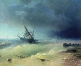 Картина Айвазовського «Буря» вражає своєю реалістичністю: з такою красою показано рух накренившейся щогли корабля над бурхливим морем