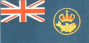 Кораблі її піднімають синій кормової прапор з кокардою цього відомства: золота риба в синьому колі під короною