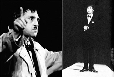 Володимир Висоцький у виставі «Полеглі і живі» в ролях Гітлера і Чапліна