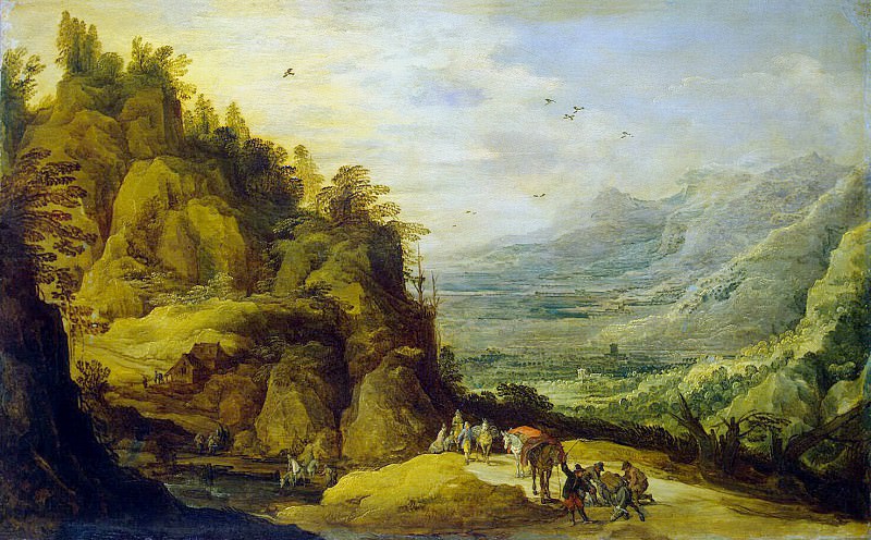 Гірський пейзаж з падінням ослом