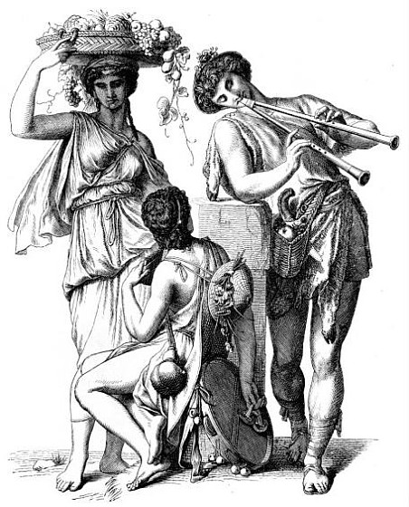 Не порушуючи заходи пристойності, давньогрецький костюм міг оголяти руки, плечі, ноги, і навіть стегна