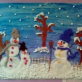 Виставка малюнків «Зима»   Спільна робота підготовчої групи Сім'я сніговиків