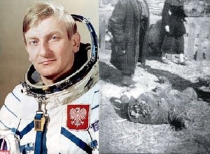 На фото нижче: Мирослав Гермашевскій (зліва) і селянин з Липники Якуб Варумзер (праворуч), якому бандерівські різуни відрубали голову